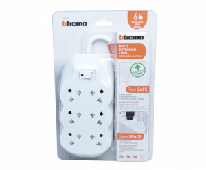 EXTENSION CABLE 6 TOMAS UNIVERSAL 2P+T S3652PS BTICINO